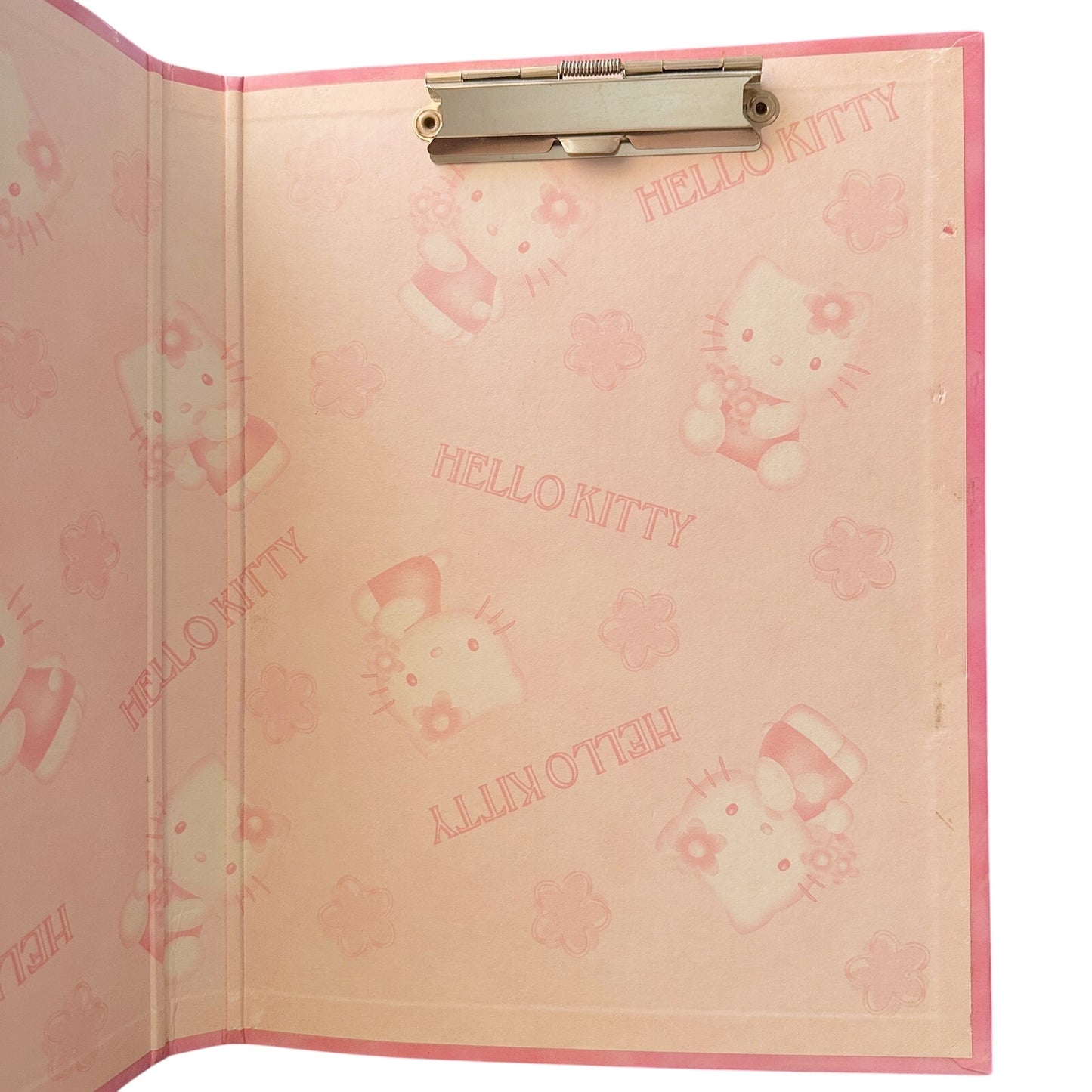 Hello Kitty Vintage Flower Clip Board Binder Folder Hard Cover 1999
