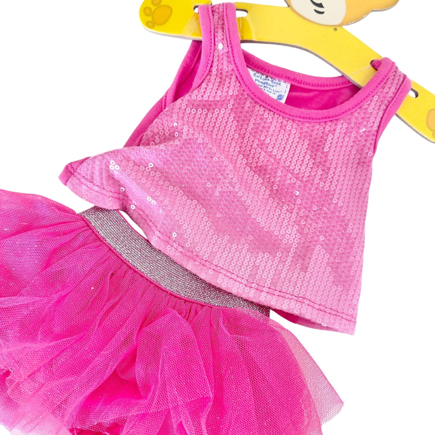 Build-A-Bear Pink Set Tank Top Tutu Sequins BAB Workshop Clothes Outfit 2000s