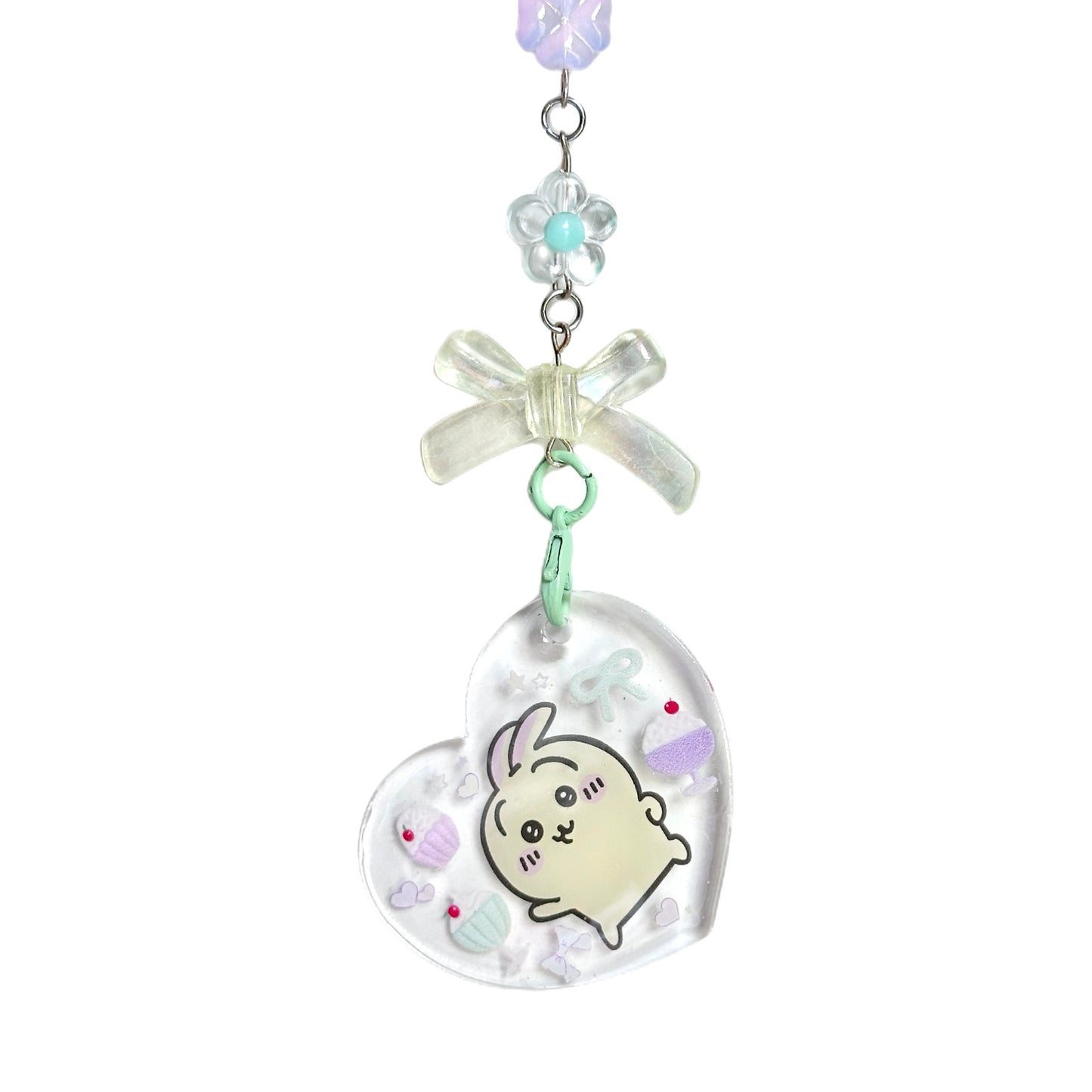 USAGI Chiikawa Bag Charm Handmade One of a Kind Beaded Clip Keychain