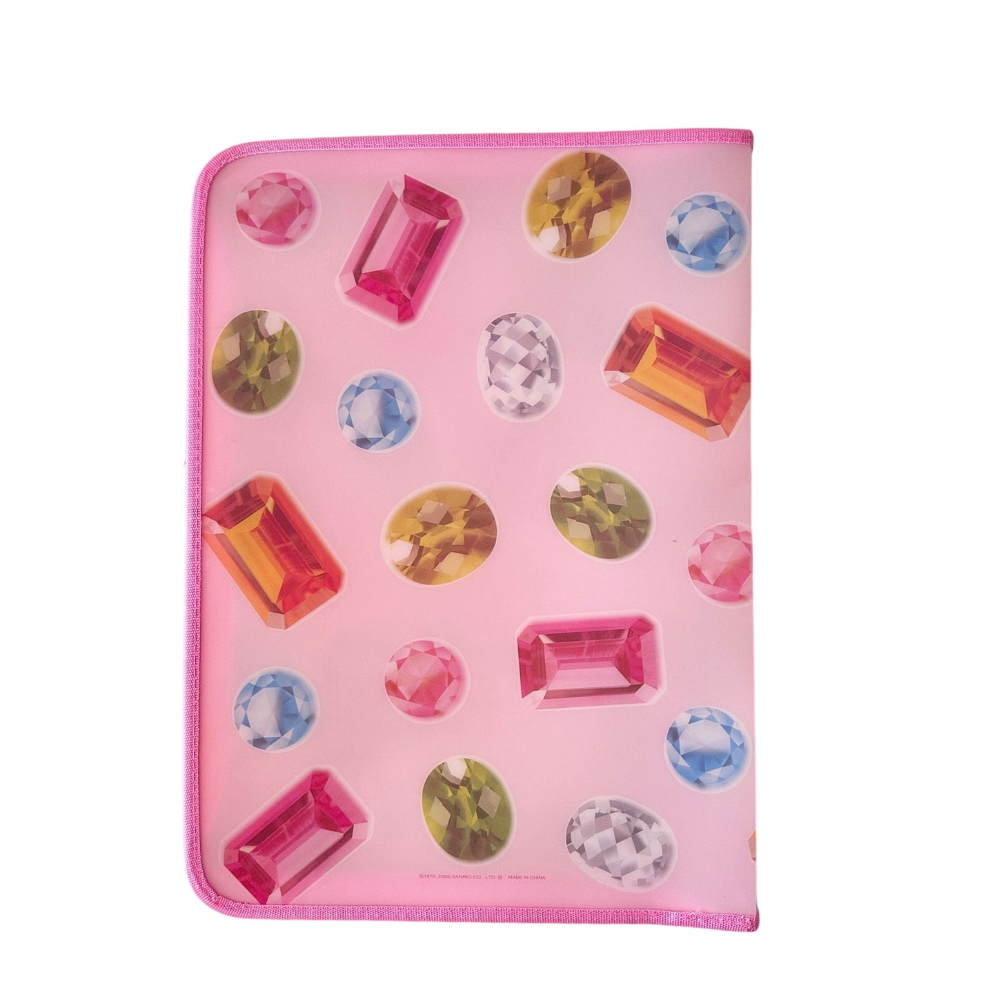 Hello Kitty Vintage Y2K Gem PVC Zipper Folder 2000s Sanrio Japan 2006 Pink