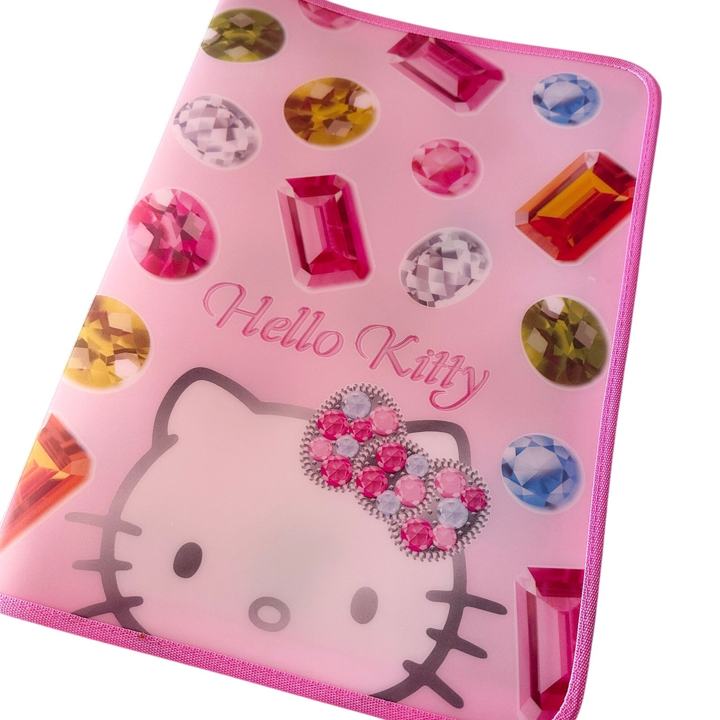 Hello Kitty Vintage Y2K Gem PVC Zipper Folder 2000s Sanrio Japan 2006 Pink