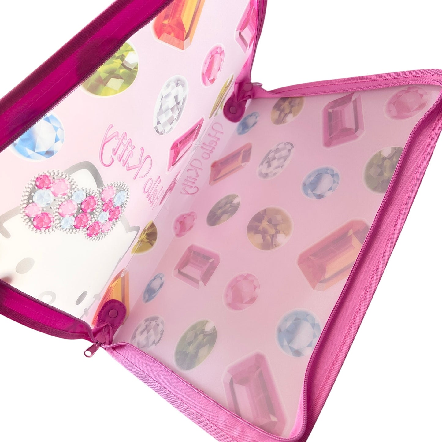 Hello Kitty Vintage Y2K Gem PVC Zipper Folder 2000s Sanrio Japan 2006 Pink