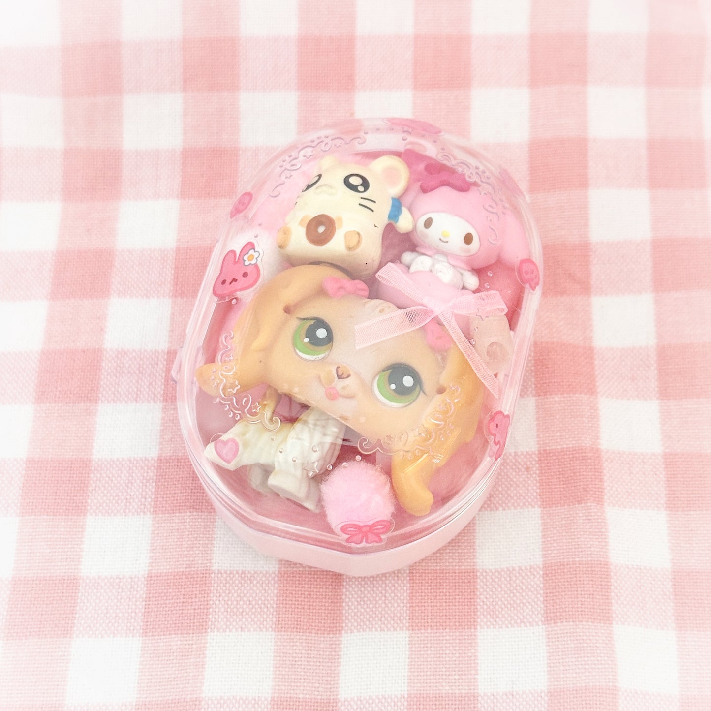 Clear Trinket Carrying Case Bag Hanger/Carrier/Display in Pastel Pink