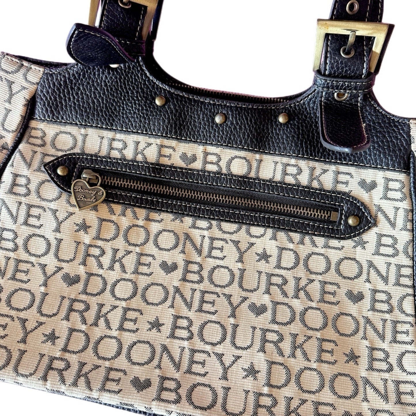 Dooney & Bourke Vintage Signature Canvas Print Small Soft Satchel Shoulder Bag