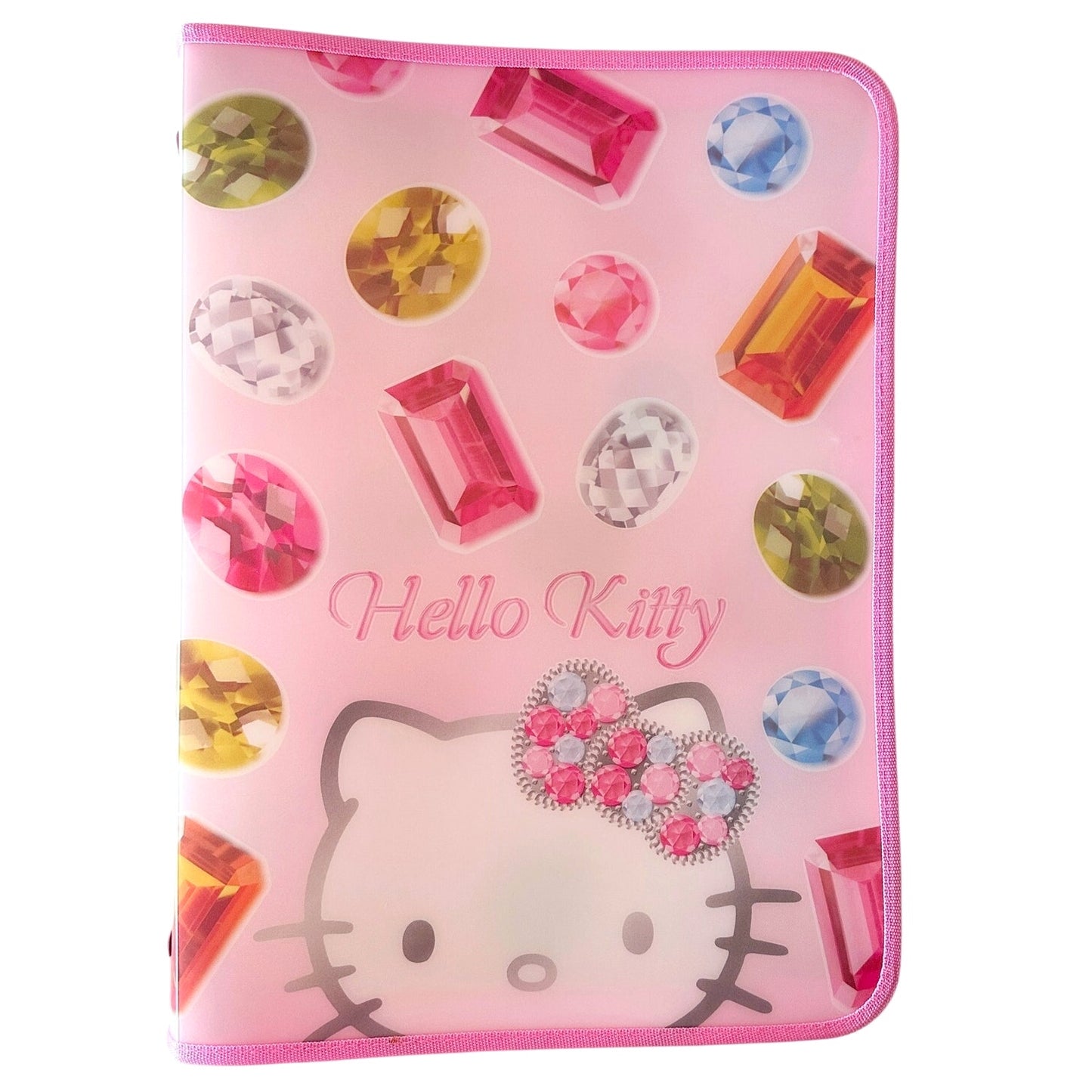 Hello Kitty Vintage Y2K Gem PVC Zipper Folder 2000s Sanrio Japan 2006 Pink