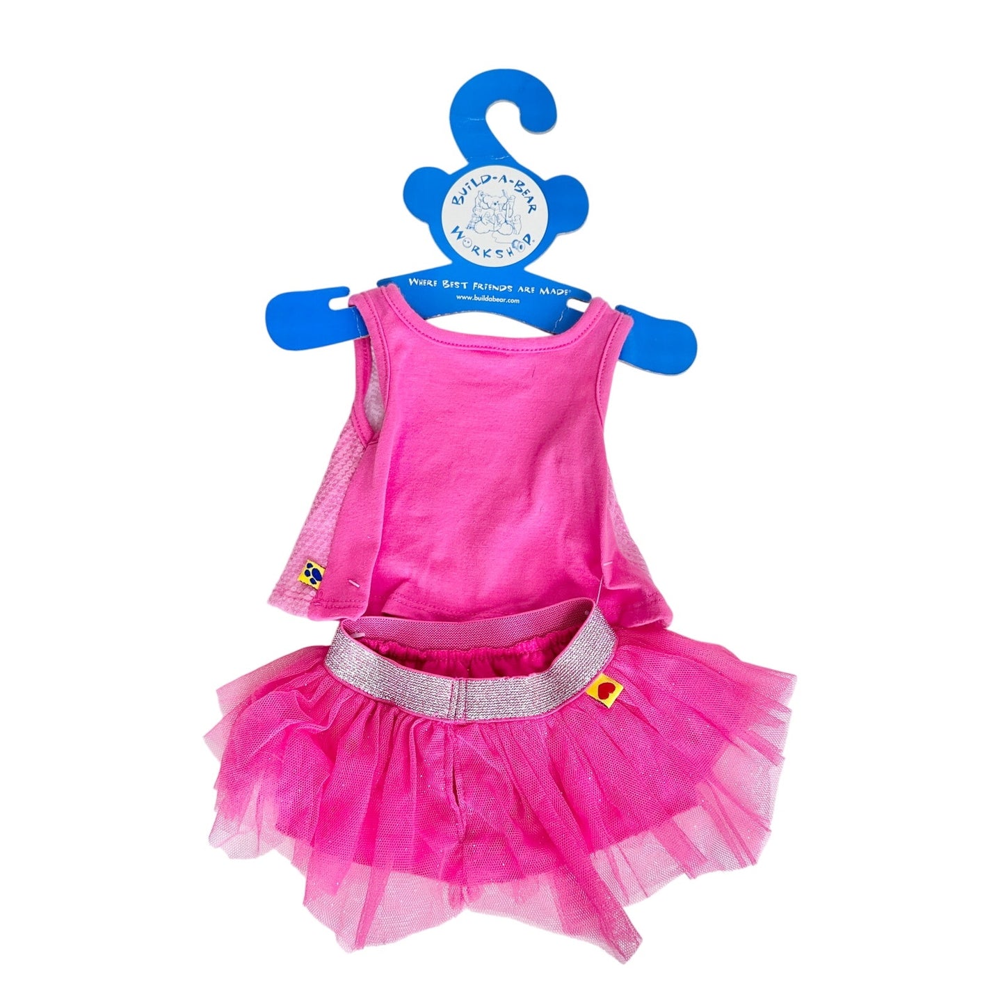 Build-A-Bear Pink Set Tank Top Tutu Sequins BAB Workshop Clothes Outfit 2000s