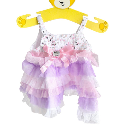 Build-A-Bear Pink Purple Tulle Dress Gems BAB Workshop Clothes Outfit 2000s