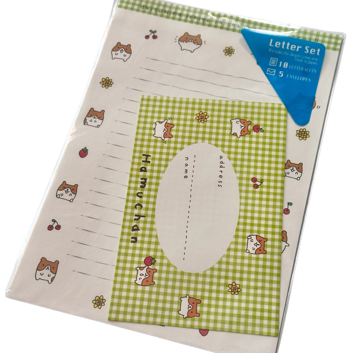 Hamster Letter Stationery Set Heisei Retro Japanese Gingham Kawaii