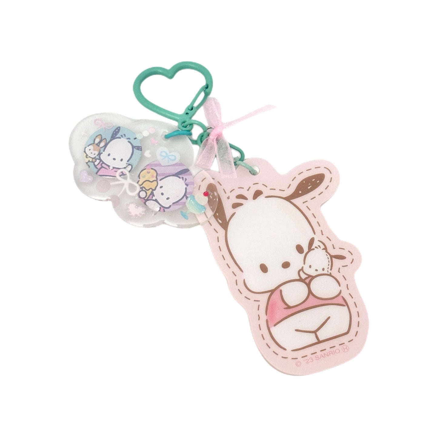 Pochacco Acrylic Ribbon Heart Bag Charm