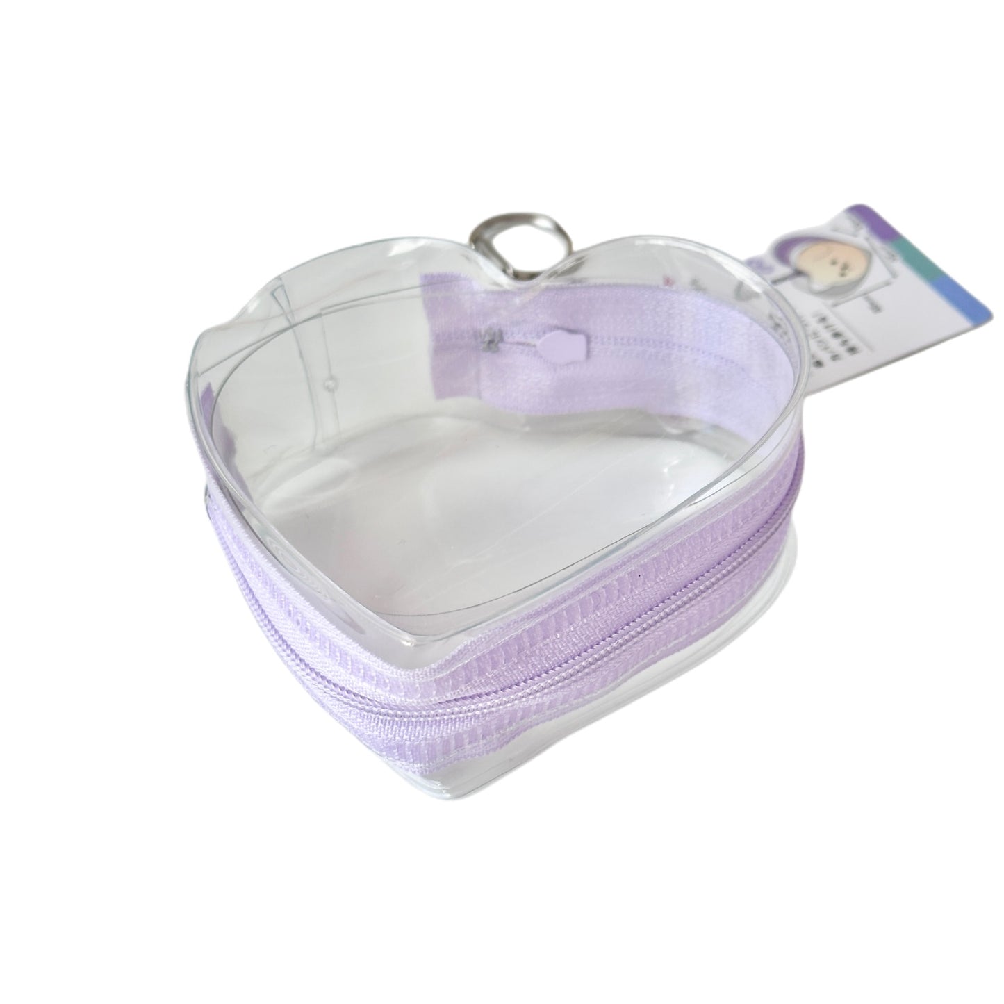 Heart Clear Toy Carrier Pouch Bag Charm Keychain Holder Zipper PVC Case