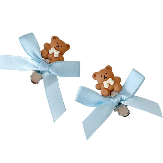 Teddy Bear Bow Hair Clips