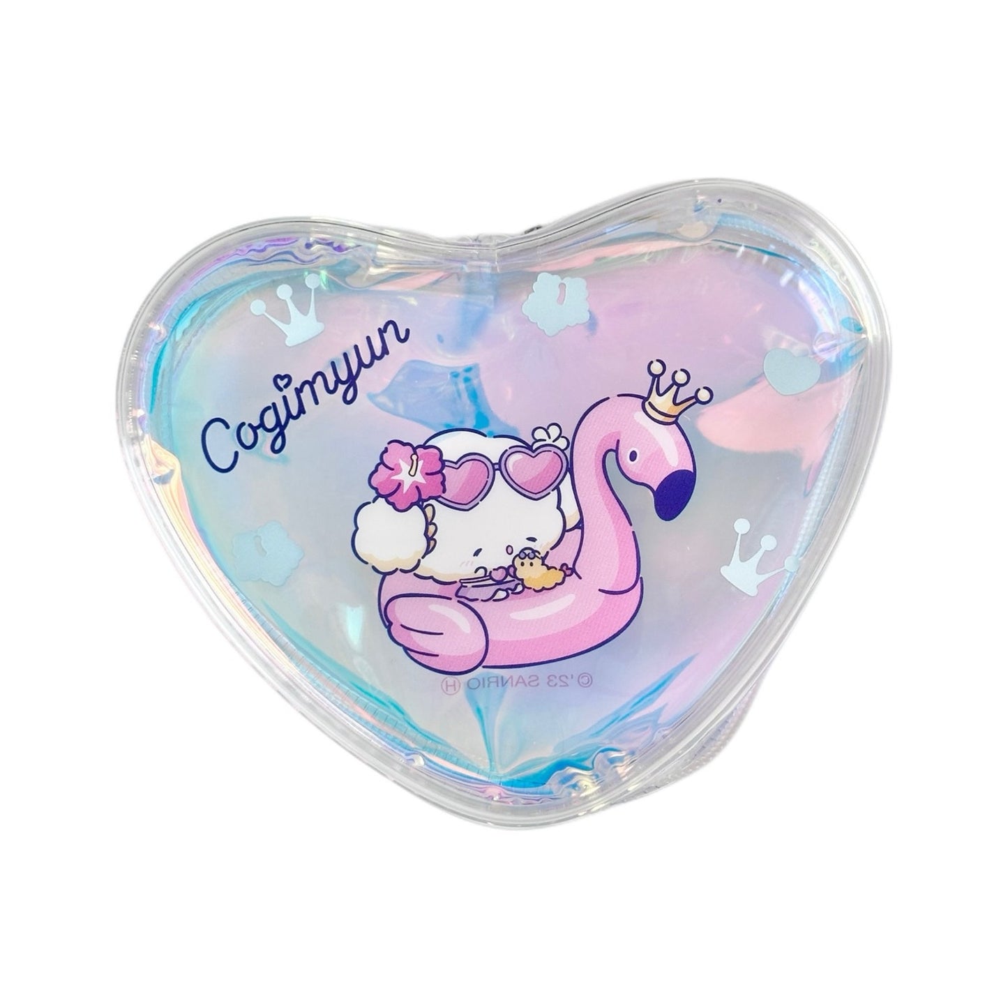 Cogiyun Clear Heart Shaped Vinyl Beach Holographic Zipper Pouch