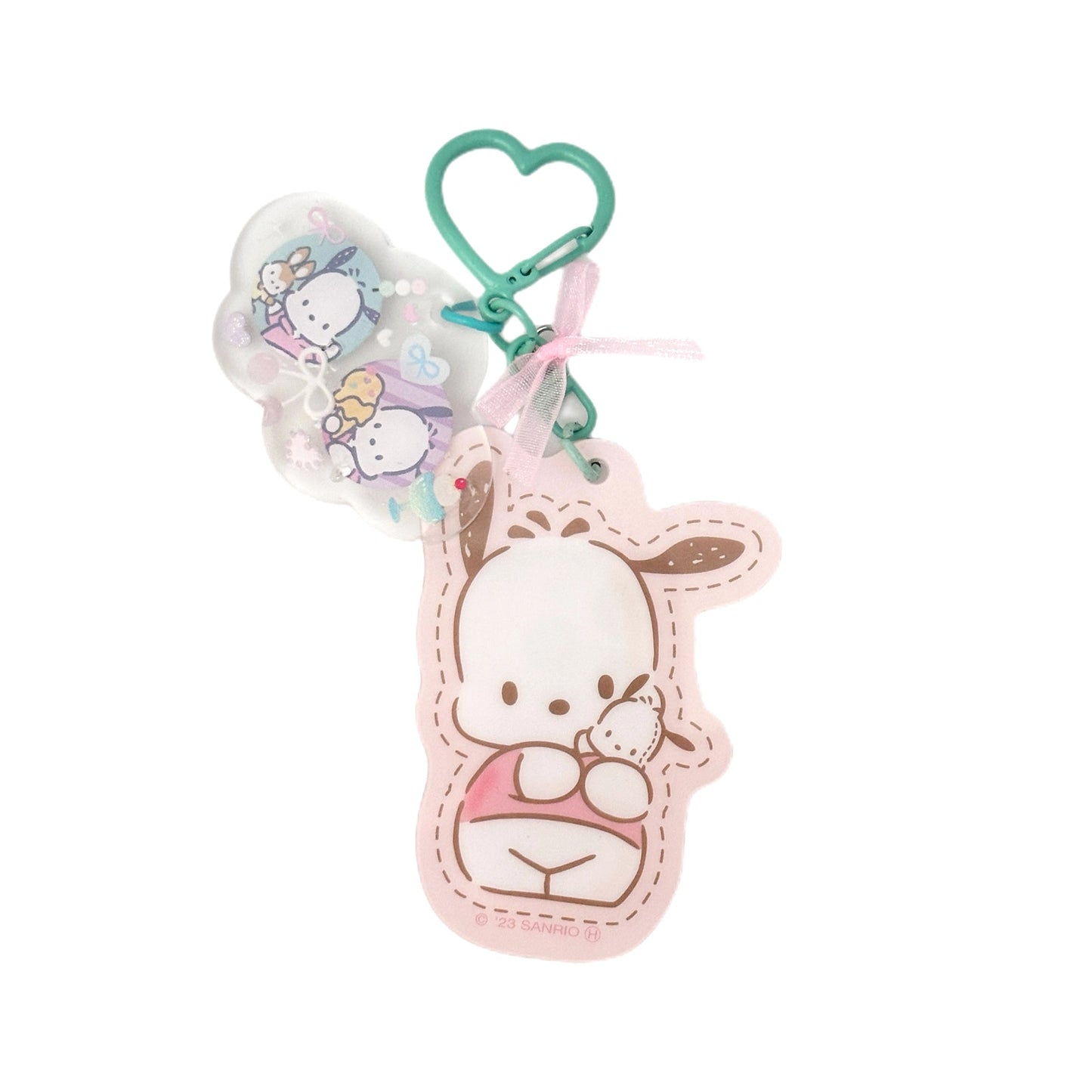 Pochacco Acrylic Ribbon Heart Bag Charm