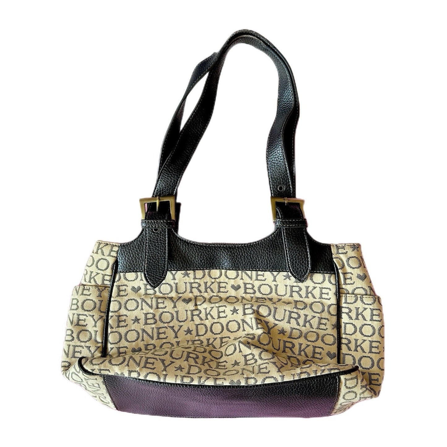 Dooney & Bourke Vintage Signature Canvas Print Small Soft Satchel Shoulder Bag