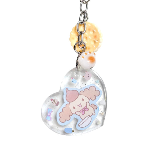 Chiffon CInnamoroll Sanrio Bag Charm Handmade One of a Kind Beaded Clip Keychain
