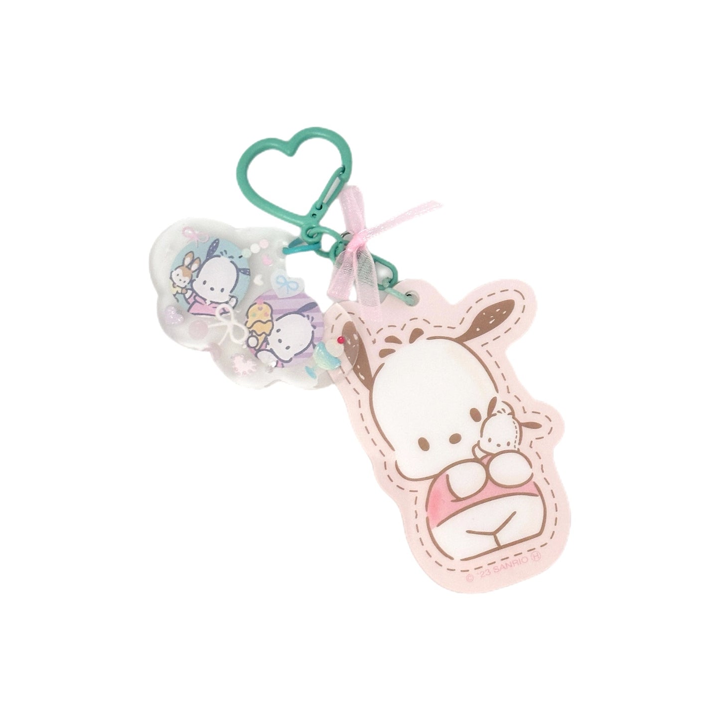 Pochacco Acrylic Ribbon Heart Bag Charm