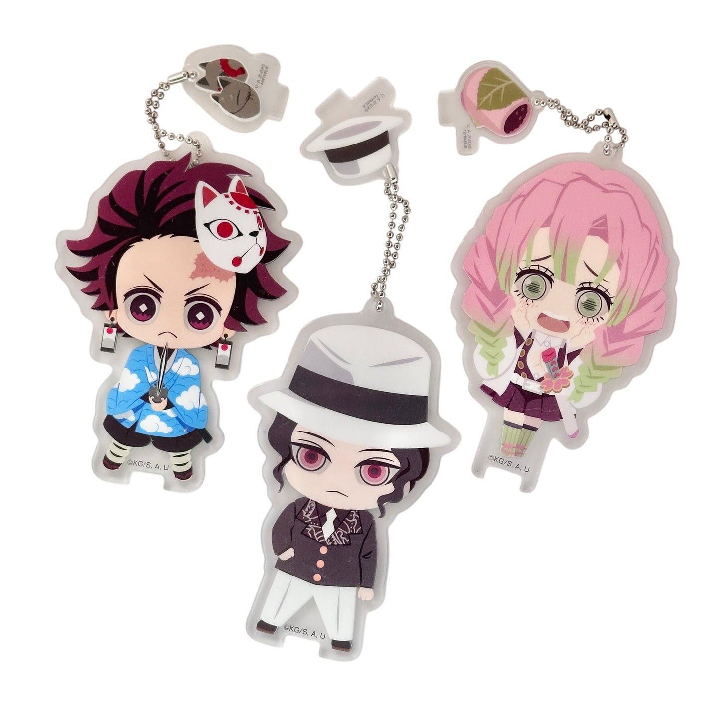 Set of 3 Demon Slayer Acrylic Charms Standees Tanjiro Mitsuri Kanroji Muzan