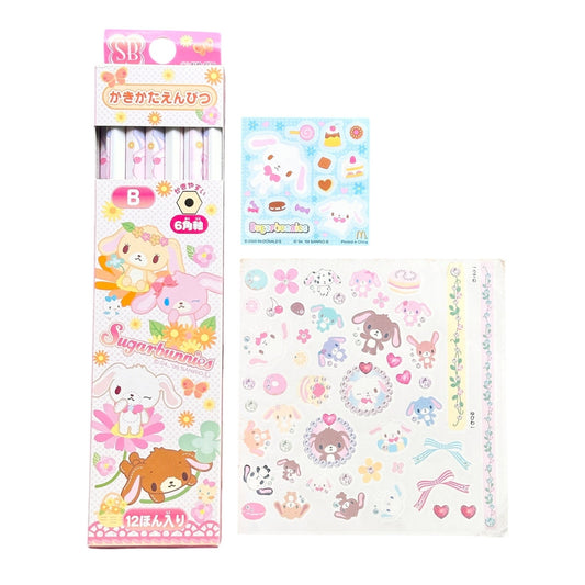 Sugar Bunnies Sanrio Stationery Heisei Retro Vintage Stickers 2000s Japan Pencil
