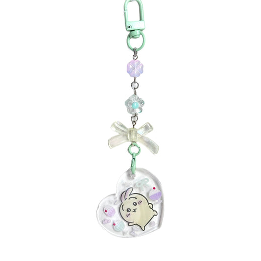 USAGI Chiikawa Bag Charm Handmade One of a Kind Beaded Clip Keychain