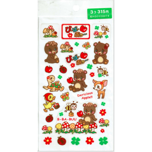 Heisei Retro Vintage Stickers 2000s Japan Bears Deer Mushrooms Turtle Apples