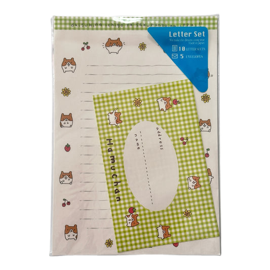 Hamster Letter Stationery Set Heisei Retro Japanese Gingham Kawaii