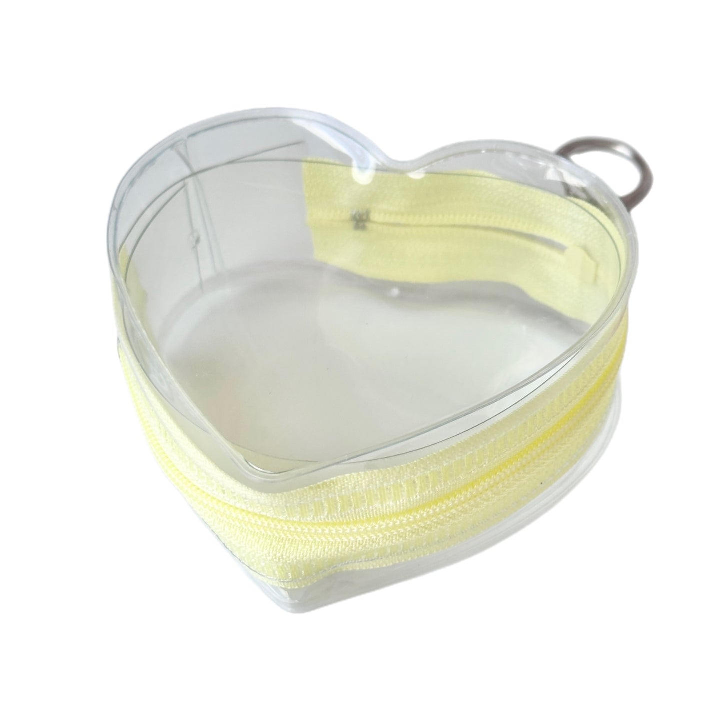 Heart Clear Toy Carrier Pouch Bag Charm Keychain Holder Zipper PVC Case