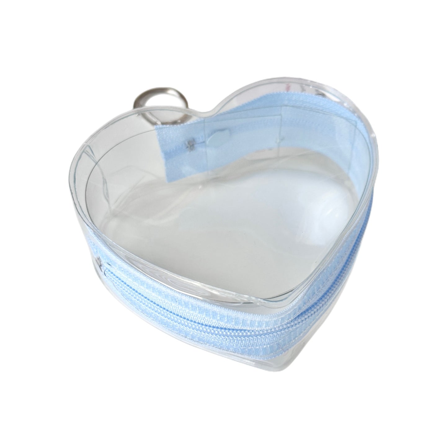 Heart Clear Toy Carrier Pouch Bag Charm Keychain Holder Zipper PVC Case