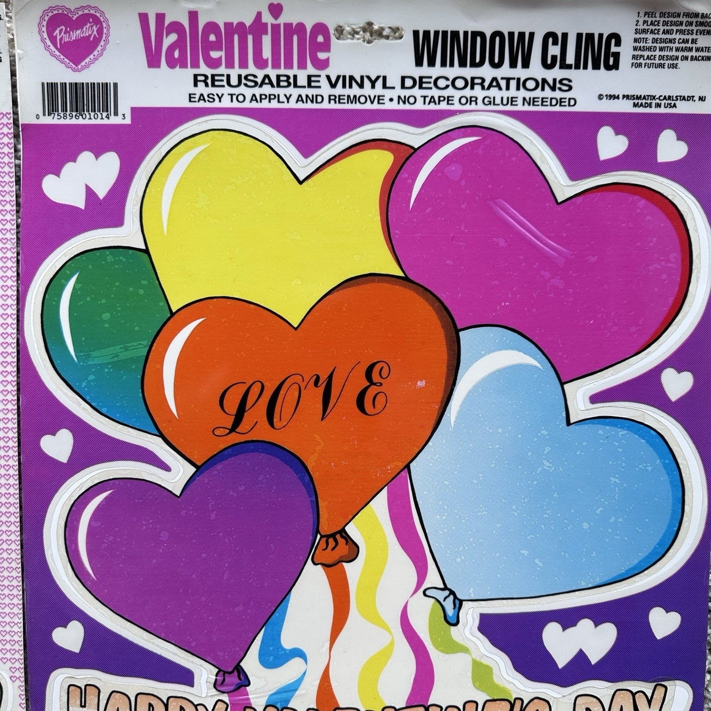 90s Vintage Holiday Window Clings Vinyl Valentine's Day Cupid Hearts Retro Cute
