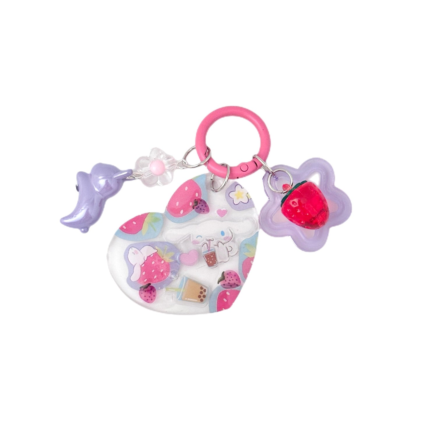 Cinnamoroll Acrylic Heart Bag Charm Bunny Strawberries