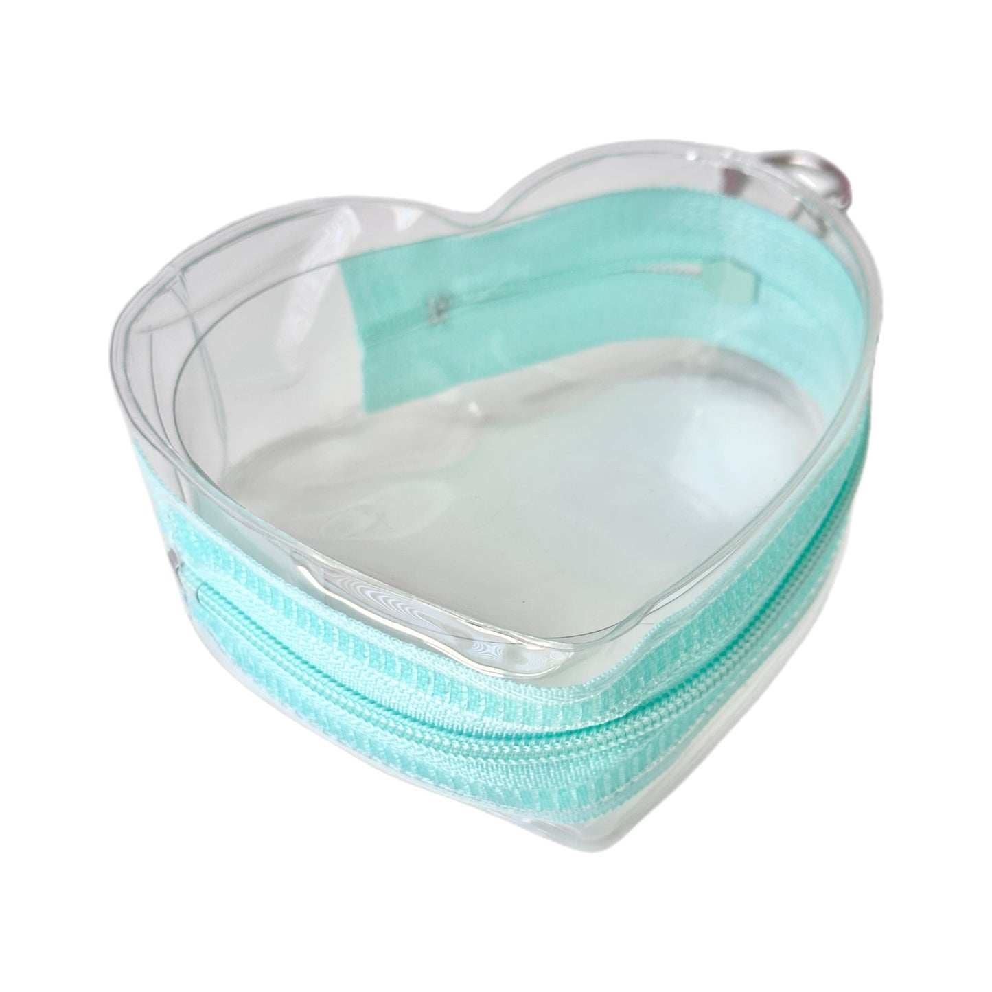 Heart Clear Toy Carrier Pouch Bag Charm Keychain Holder Zipper PVC Case