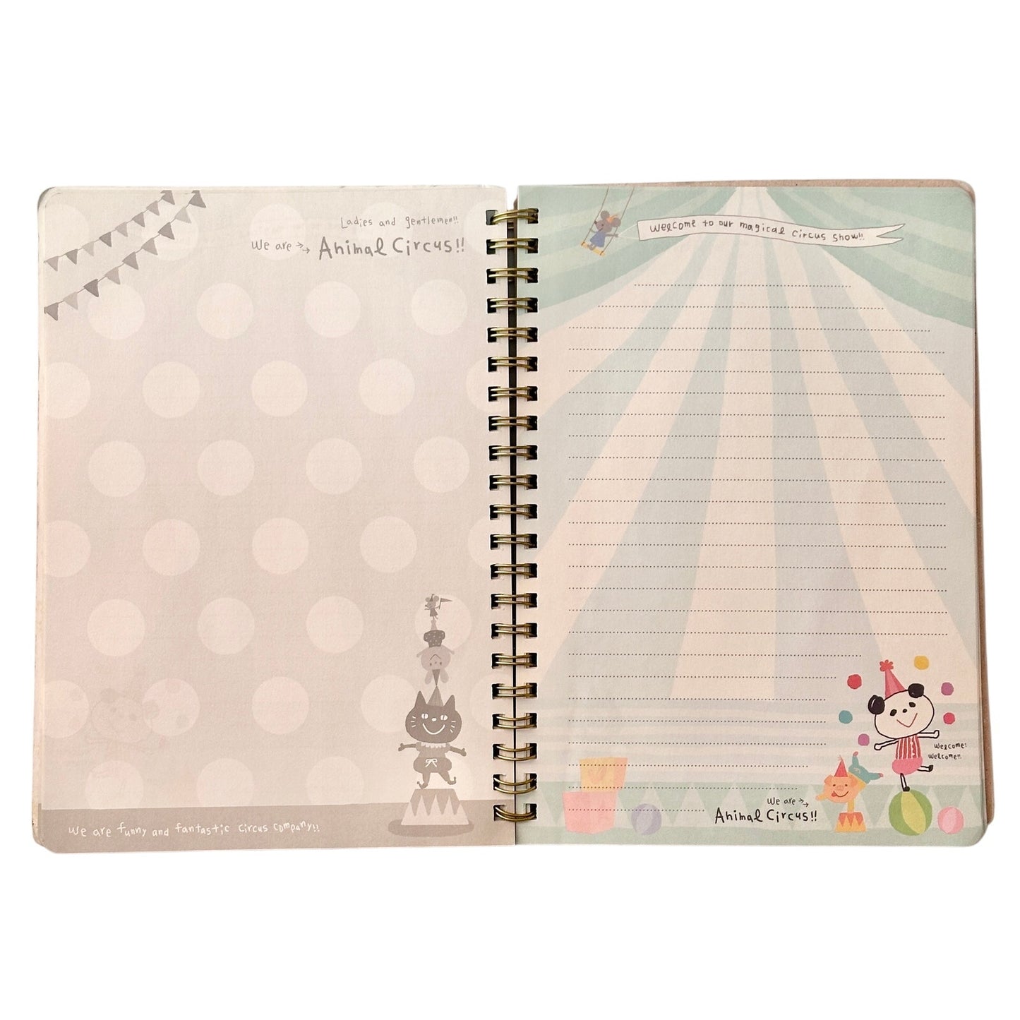 Animal Circus Vintage Wire Bound Notebook Japanese Stationery