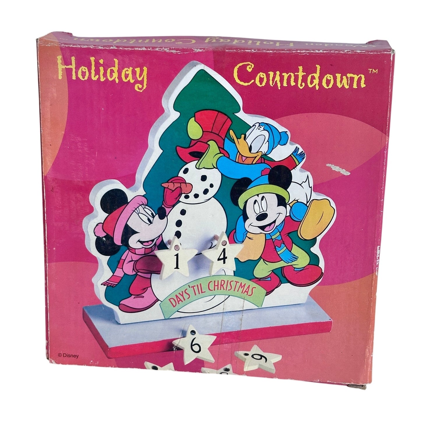 Disney Mickey Holiday Countdown Vintage Wooden Donald Minnie Days Til Christmas