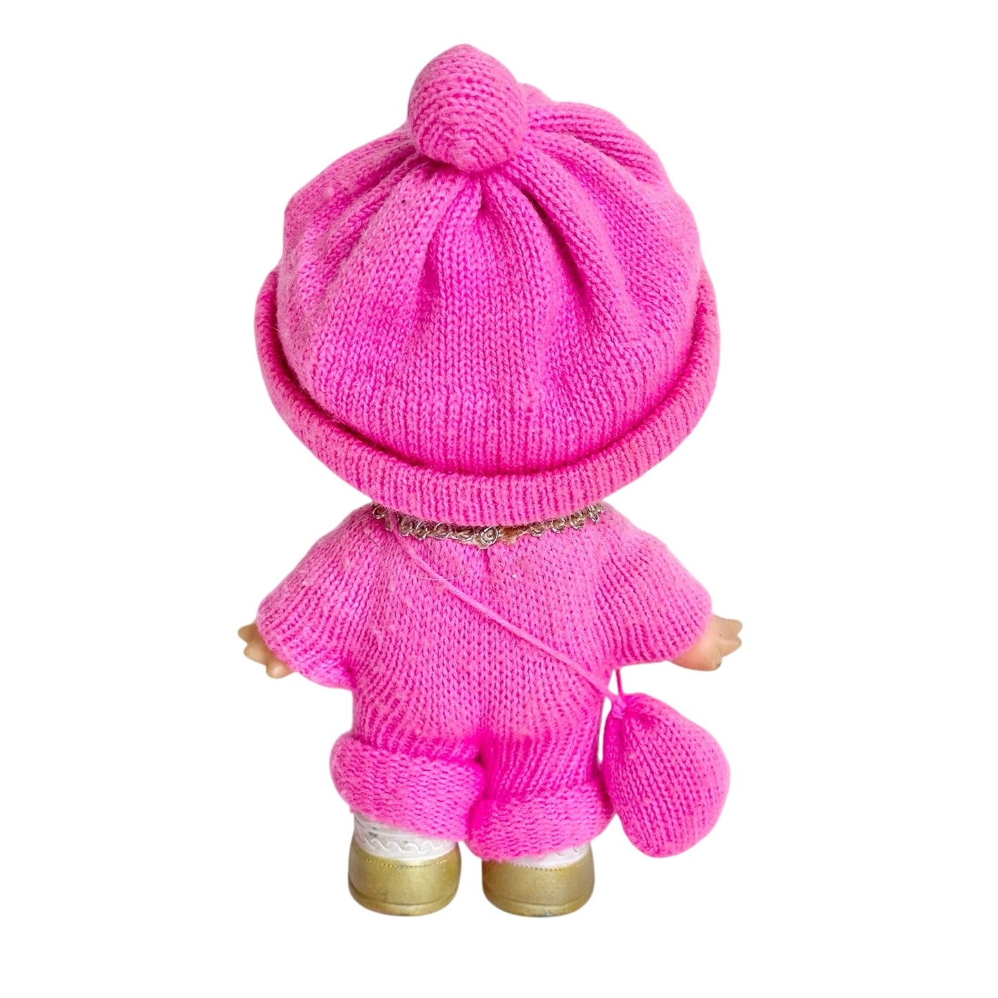 Vintage Japan Kewpie Pink Sweater Hat Doll Figure Star Hands