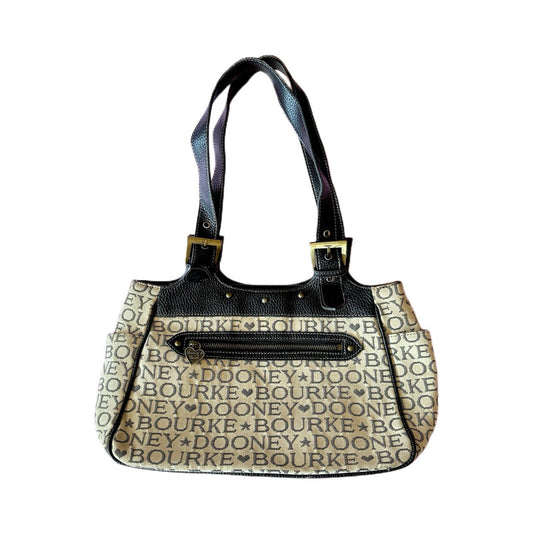 Dooney & Bourke Vintage Signature Canvas Print Small Soft Satchel Shoulder Bag