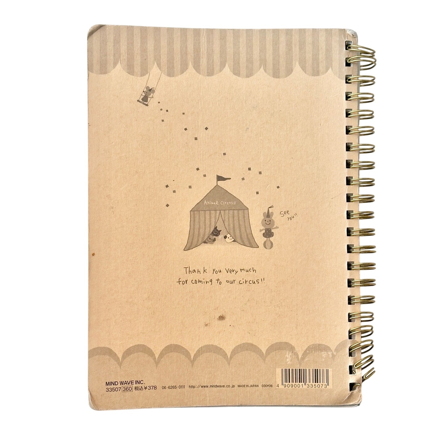 Animal Circus Vintage Wire Bound Notebook Japanese Stationery