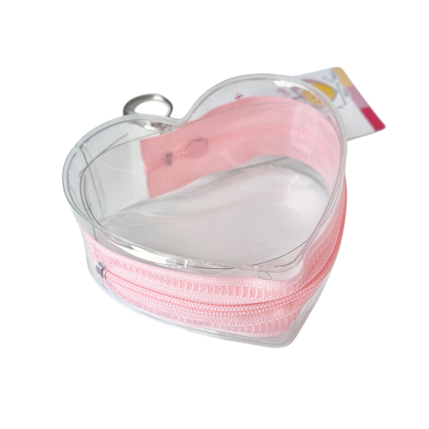 Heart Clear Toy Carrier Pouch Bag Charm Keychain Holder Zipper PVC Case