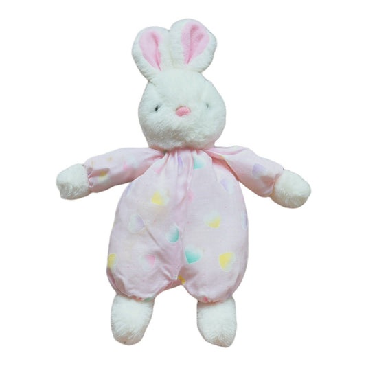 Vintage Prestige Toy Corp 1987 Plush Heart Pink Print Clown Bunny 12” Rattle
