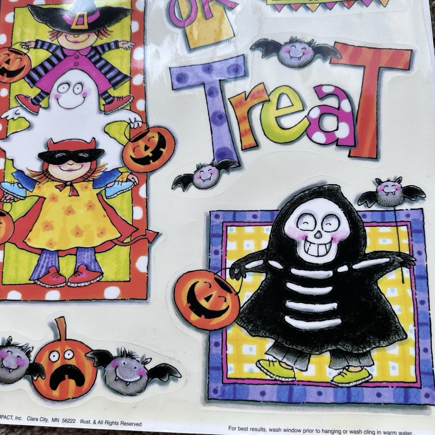 90s Vintage Holiday Window Clings Vinyl Halloween Ghosts Kids Classic Retro Cute