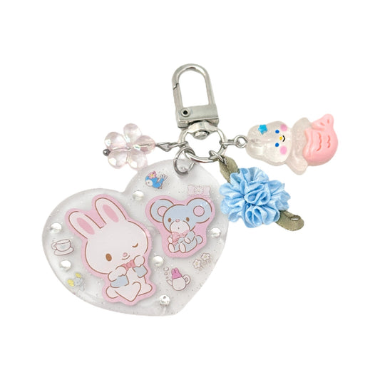 Rhythm and Flat My Melody Acrylic Heart Bag Charm Pastel