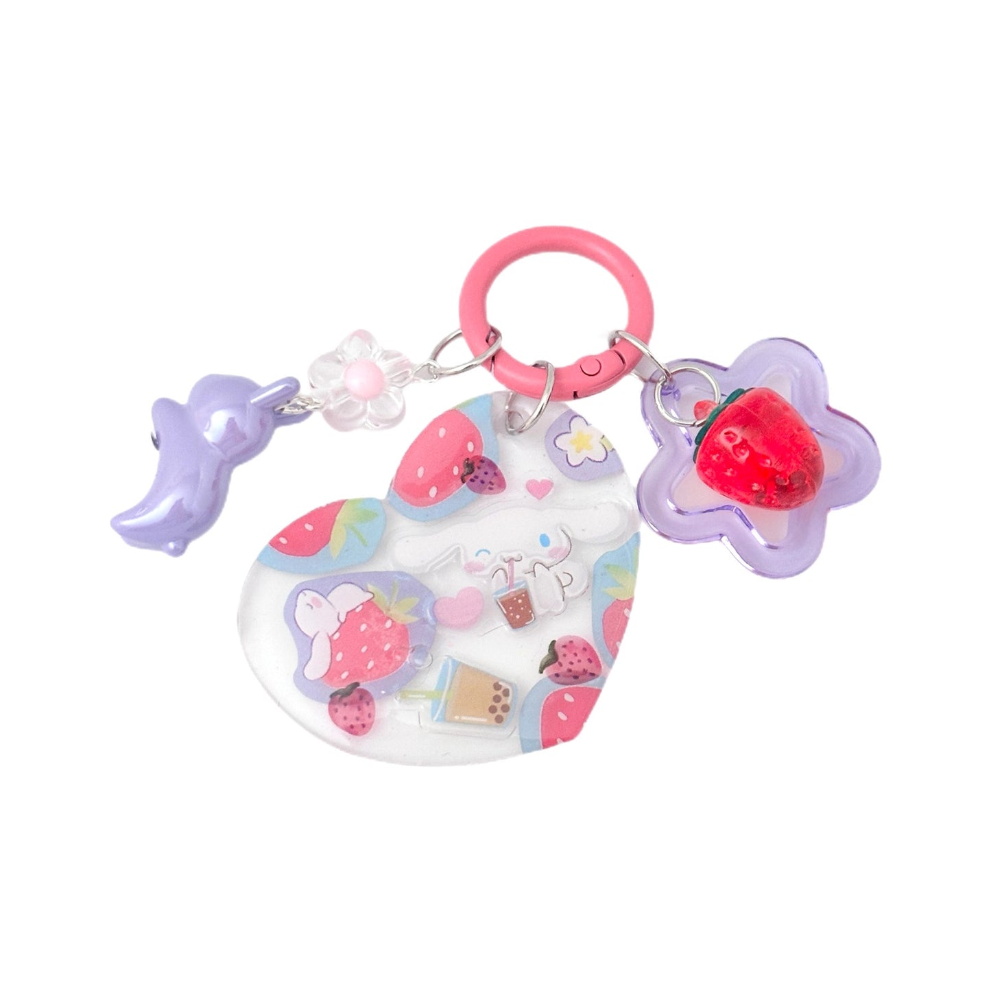 Cinnamoroll Acrylic Heart Bag Charm Bunny Strawberries