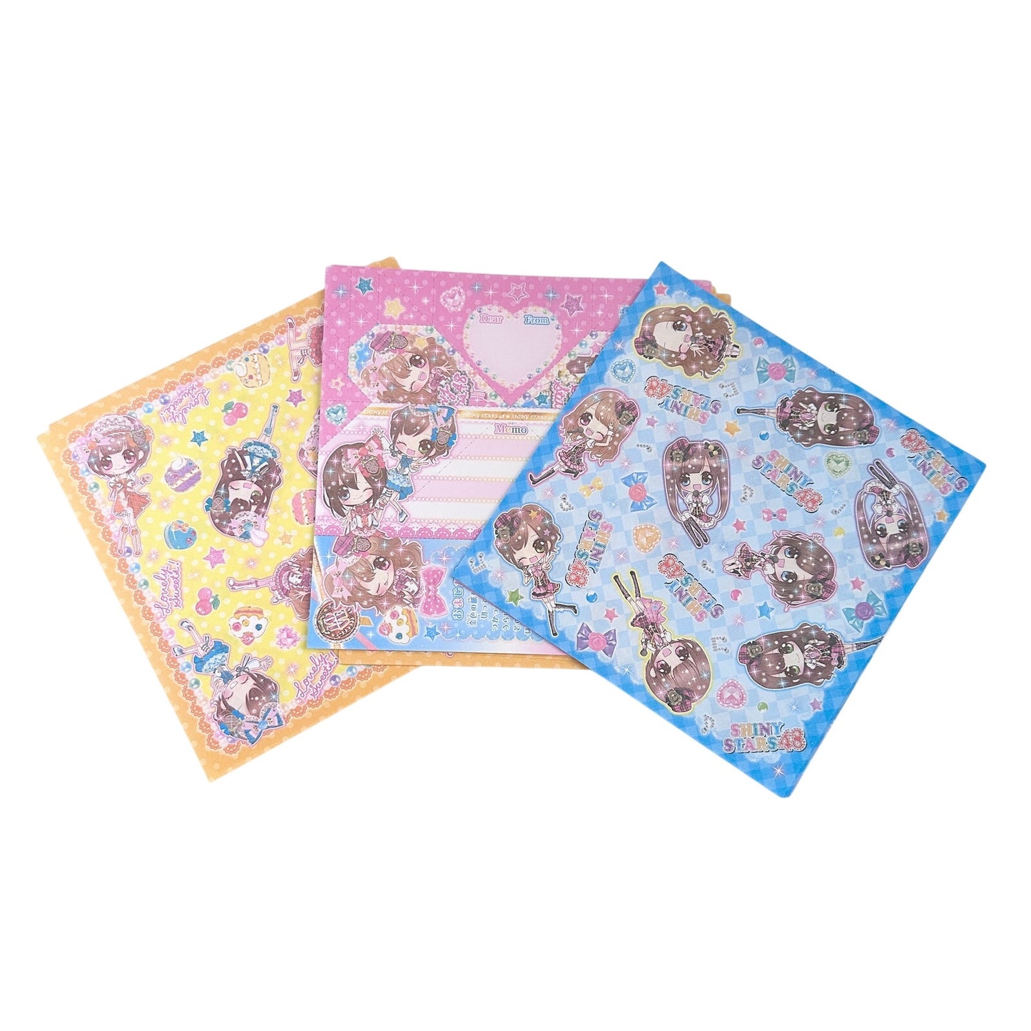 Shiny Stars Heisei Retro Japanese Memo Box Set Origami Paper Gyaru Girl