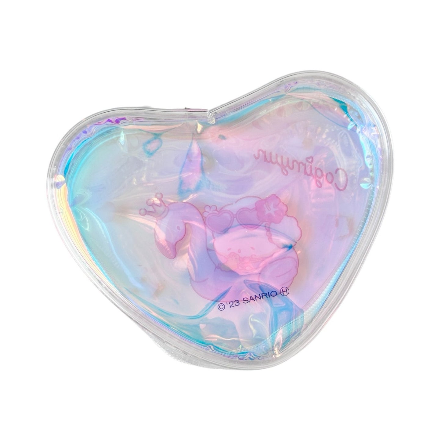 Cogiyun Clear Heart Shaped Vinyl Beach Holographic Zipper Pouch