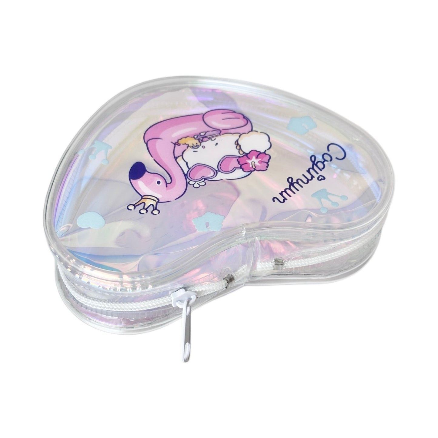 Cogiyun Clear Heart Shaped Vinyl Beach Holographic Zipper Pouch