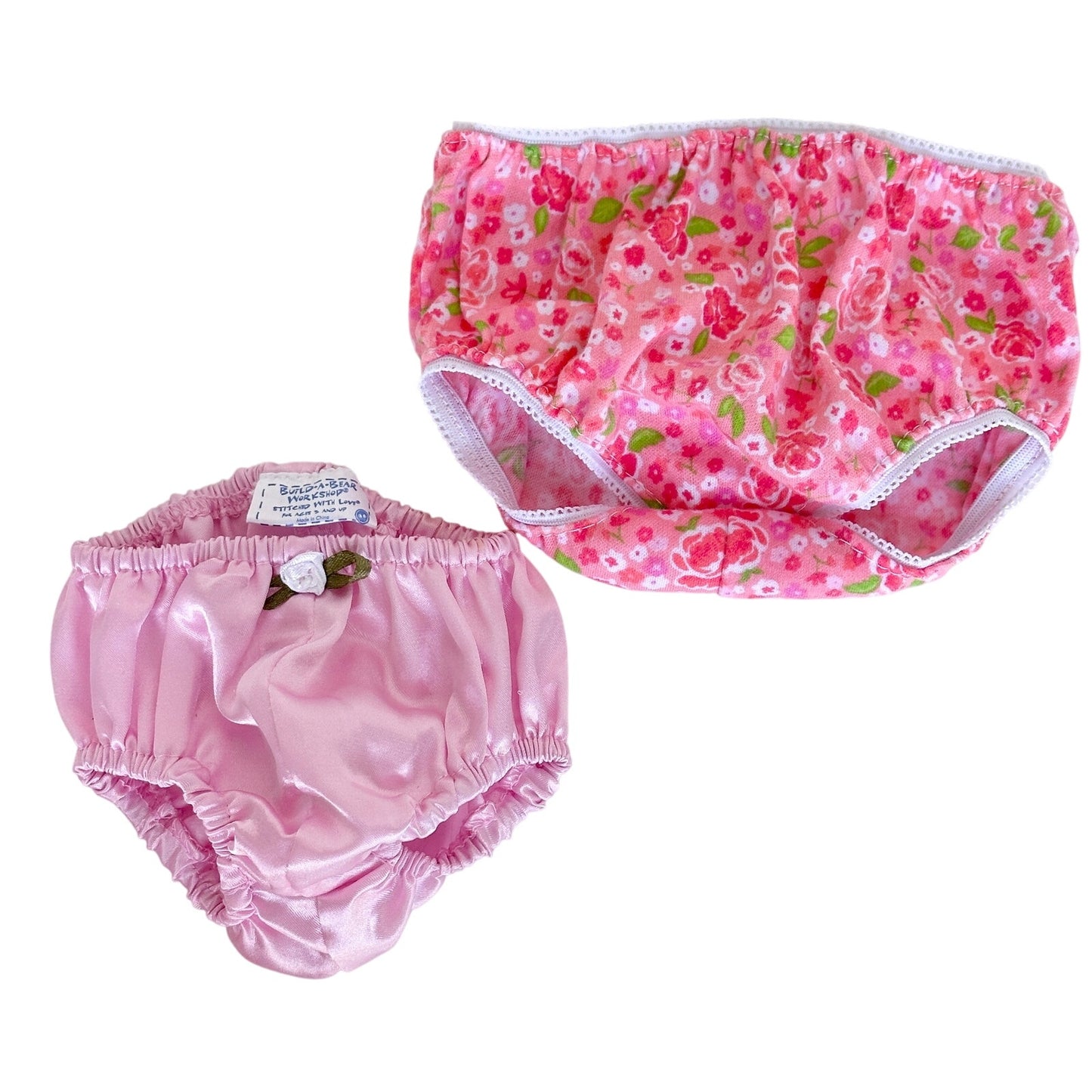 Build A Bear Pink Satin & Floral Underwear Panties BAB 2000s