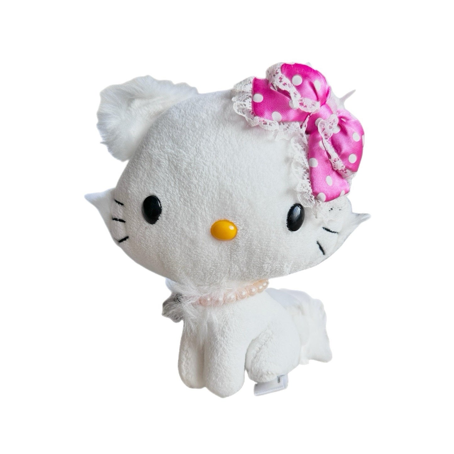 Charmmy Kitty Sanrio Plush Pearls Bow Pink Polka Dot Lace Ribbon Stuffed Mascot