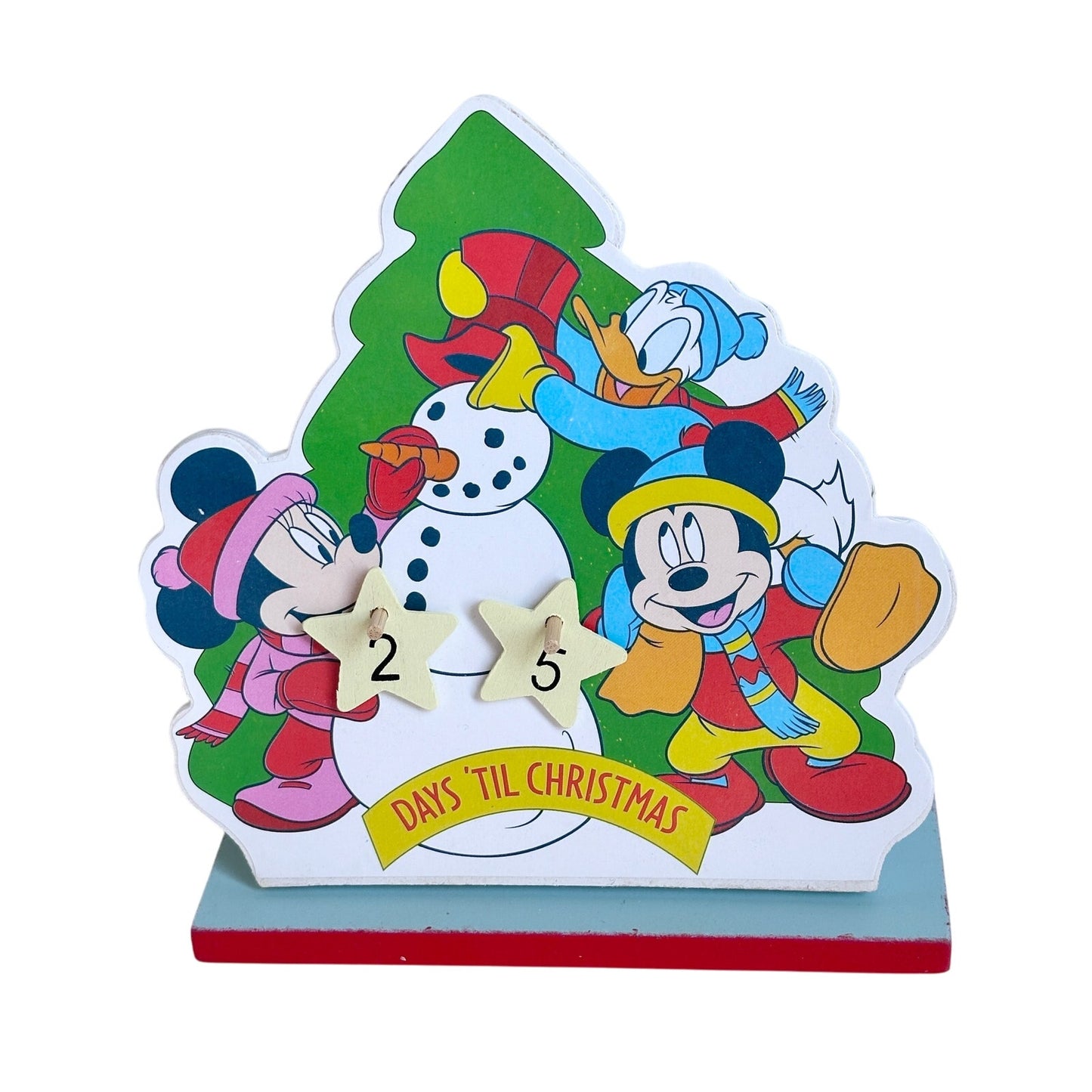 Disney Mickey Holiday Countdown Vintage Wooden Donald Minnie Days Til Christmas