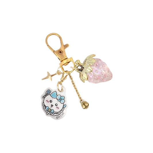 Chiikawa Hachiware Acrylic Heart Bag Charm Gold Strawberry