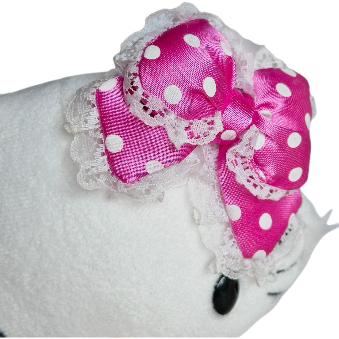 Charmmy Kitty Sanrio Plush Pearls Bow Pink Polka Dot Lace Ribbon Stuffed Mascot