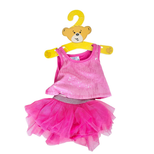 Build-A-Bear Pink Set Tank Top Tutu Sequins BAB Workshop Clothes Outfit 2000s