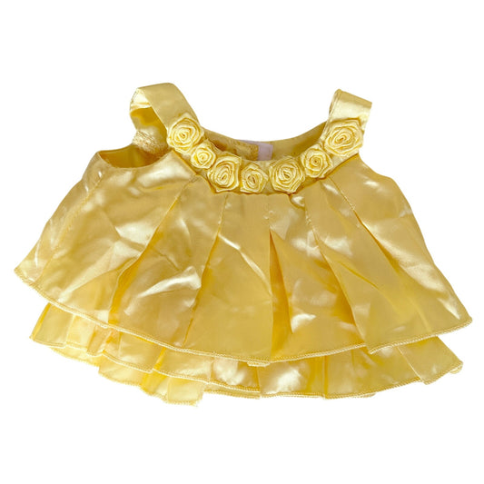 Build-A-Bear Yellow Satin Ruffle Dress BAB Workshop Clothes Outfit 2000s